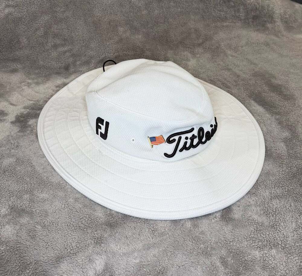 Titleist Pro V1 FootJoy FJ Tour Aussie Sun Bucket Hat White, OS